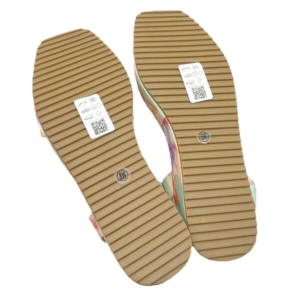 NWT ASOS Tatiana Flatform Ankle Wrap Sandals Bright Pastel Cloud Tie Dye Size 10 - Picture 15 of 16